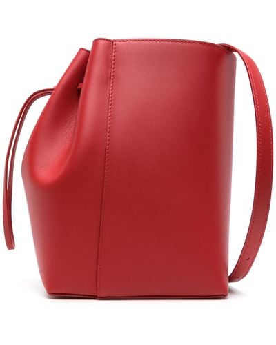 Maeden Canna Classic Leather Bucket Bag - Red