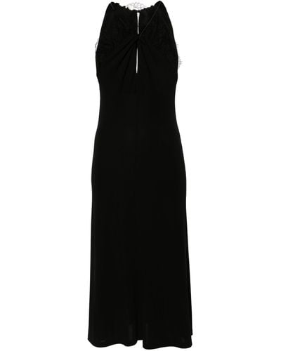 Givenchy Lace-Appliqué Halterneck Midi Dress - Black