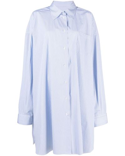 Maison Margiela Striped Long-sleeved Shirt - Blue
