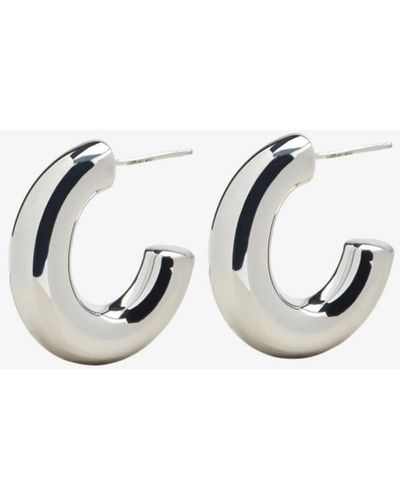 Loren Stewart Sterling Pompas Medium Hoop Earrings - Women's - Sterling - Metallic
