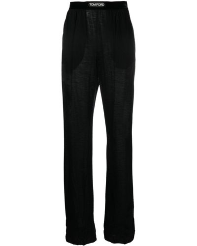 Tom Ford Logo-waistband Cashmere Track Trousers - Black