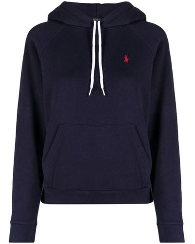 Polo Ralph Lauren Embroidered-logo Hoodie - Women's - Cotton/polyester - Blue