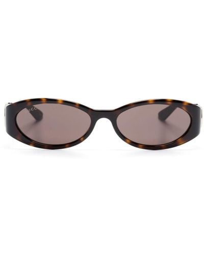 Gucci Oval-frame Sunglasses - Brown