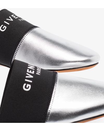 Givenchy Bedford Metallic Leather Logo Mules