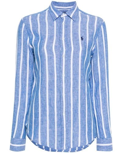Polo Ralph Lauren Stripe-pattern Relaxed-fit Linen Shirt - Blue