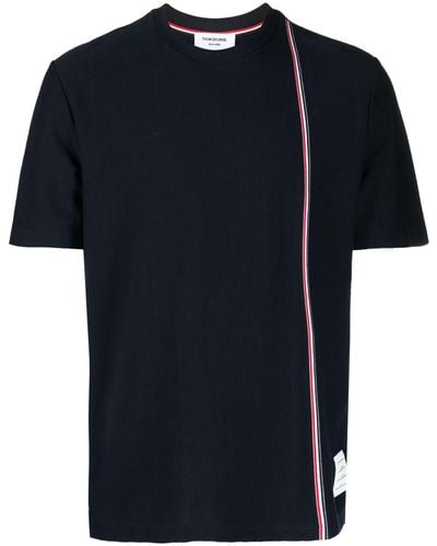 Thom Browne Rwb Stripe Cotton T-Shirt - Blue
