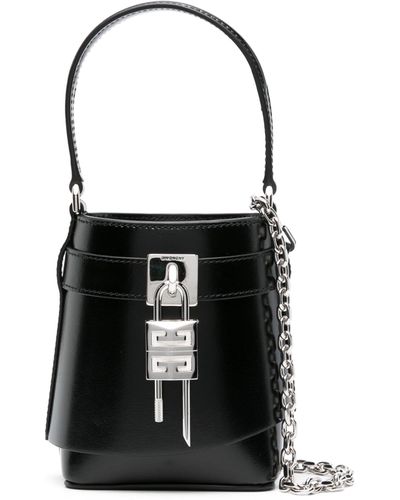 Givenchy Shark Lock Leather Bucket Bag - Black