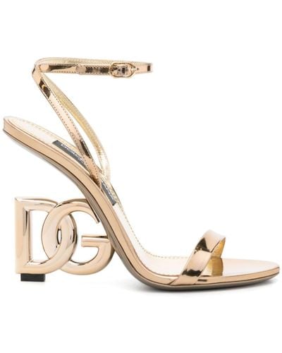 Dolce & Gabbana -tone 105 Dg Cross Leather Sandals - Women's - Calf Leather/patent Calf Leather - Natural