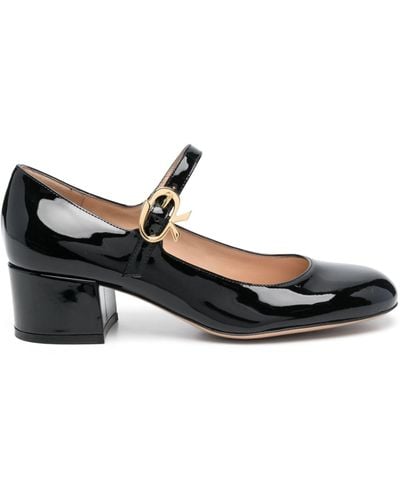 Gianvito Rossi Ribbon Patent Leather Mary Jane Court Shoes - Black