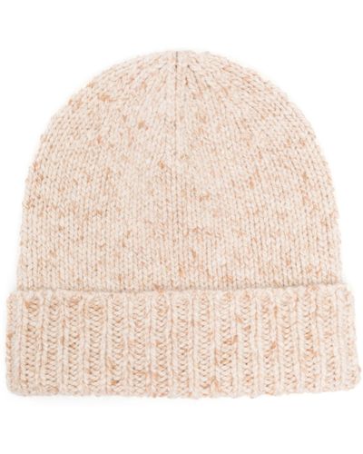 Johnstons of Elgin Neutral Cashmere Beanie Hat - Natural