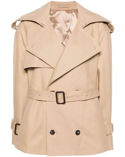 Wardrobe NYC Khaki Beige Cotton Double-breasted Short Coat - Natural