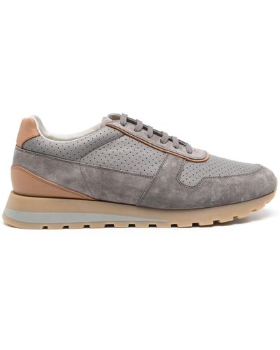 Brunello Cucinelli Perforated Suede Trainers - Grey