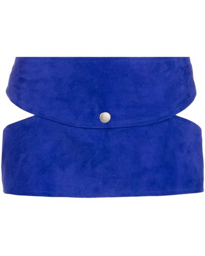 Mowalola Low-rise Suede Mini Skirt - Women's - Polyester/leather - Blue