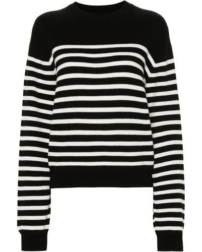 Khaite The Viola Striped Cashmere Sweater - Black