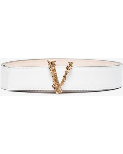 Versace Virtus Leather Belt - White
