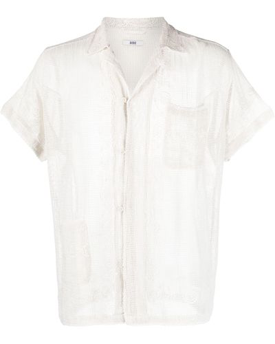 Bode Filigree Mesh Short-sleeved Shirt - White