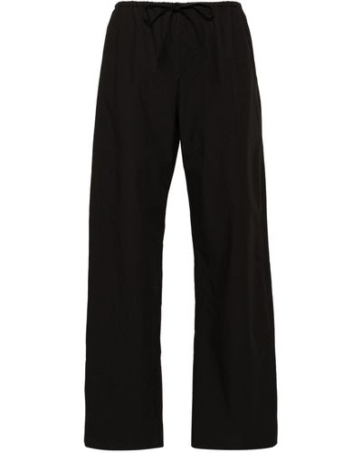 Matteau Drawstring-waist Organic Cotton Trousers - Black