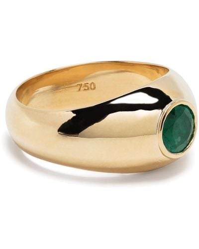SHAY 18k Yellow Emerald Dome Ring - Men's - Emerald/18k Plated Rhodium - Metallic