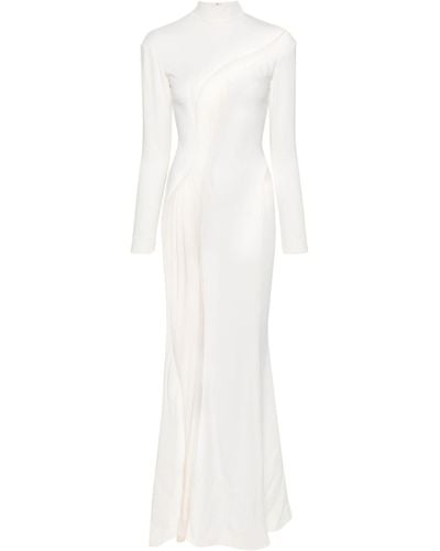 Mugler White Tulle-insert Maxi Dress - Women's - Viscose/spandex/elastane
