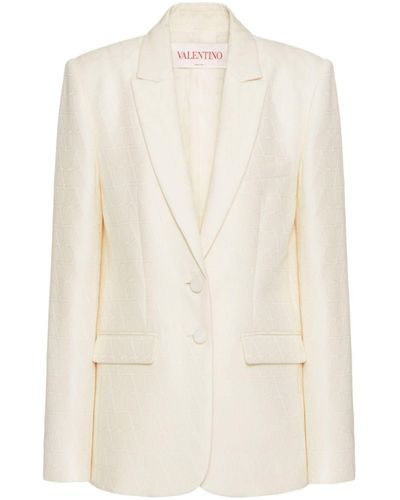 Valentino Garavani White Toile Iconographe Tailored Blazer - Women's - Viscose/silk/virgin Wool - Natural