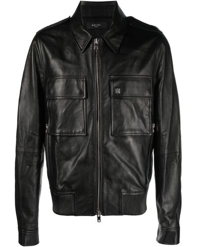 Amiri Classic Collar Leather Jacket - Men's - Viscose/leather - Black
