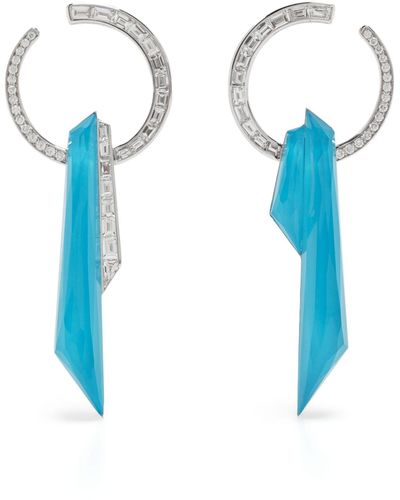 Stephen Webster 18k White Gold Shard Turquoise And Diamond Drop Earrings - Blue