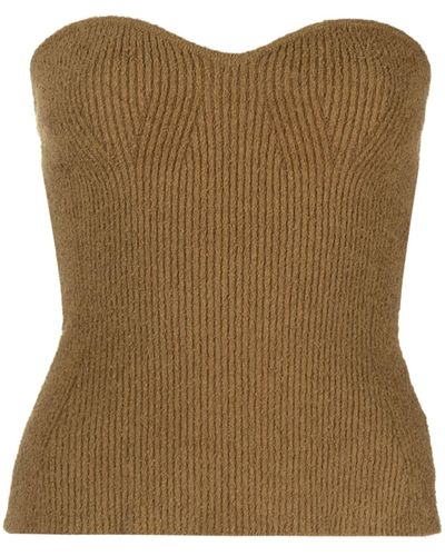 Wardrobe NYC Ribbed-knit Bandeau Top - Women's - Spandex/elastane/polyamide/cotton - Brown