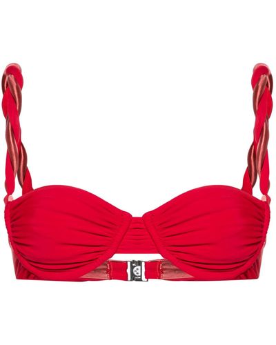 Isa Boulder Braid-detail Bikini Top - Red
