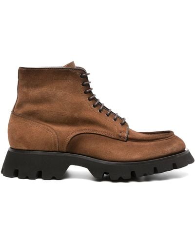 Santoni Para Suede Ankle Boots - Men's - Calf Suede/rubber/calf Leather - Brown
