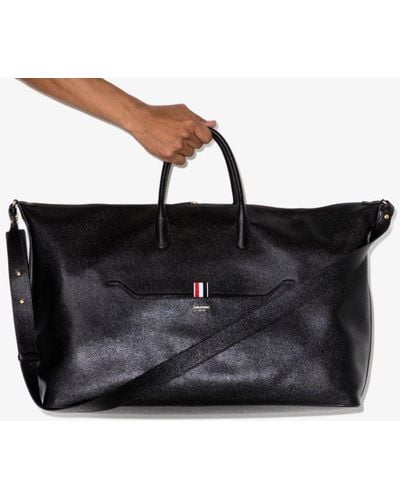 Thom Browne 4-bar Stripe Leather Holdall Bag - Unisex - Calf Leather/polyester - Black