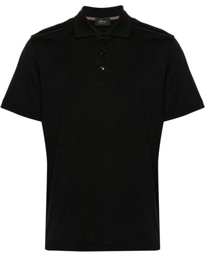 Brioni Short Sleeved Cotton Polo Shirt - Black