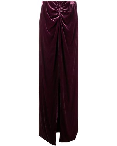 Maria Lucia Hohan Nia Ruched Velvet Maxi Skirt - Women's - Viscose/spandex/elastane/silk - Purple