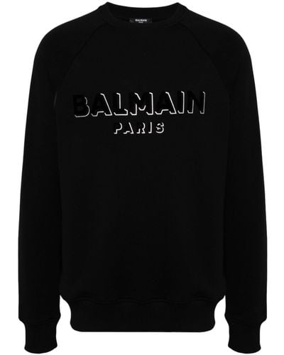 Balmain Logo Print Cotton Sweatshirt - Men's - Cotton/spandex/elastane - Black
