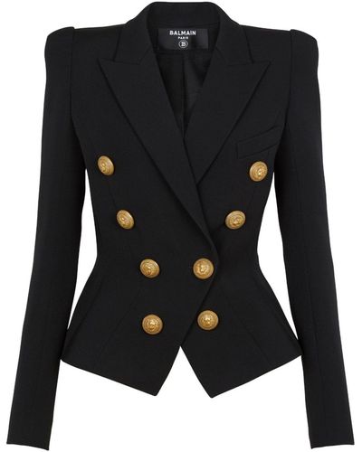 Balmain 8 Buttons Jacket With Fitted Waist - Black