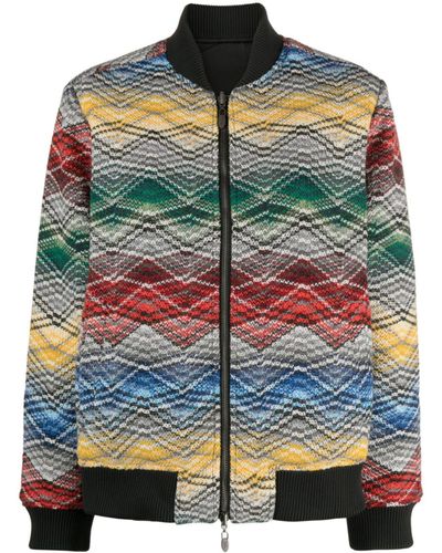 Missoni Black Zigzag Bomber Jacket - Women's - Wool/polyester/polyamide - Red