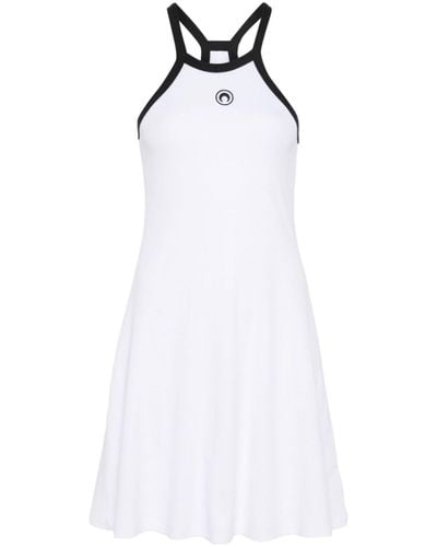 Marine Serre Crescent Moon-embroidered Mini Dress - White