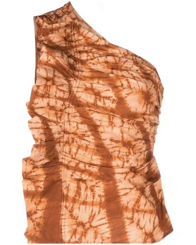 Ulla Johnson Tie-dye One-shoulder Top - Orange