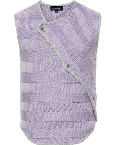 AV VATTEV Purple Striped Wrap Vest - Men's - Acrylic
