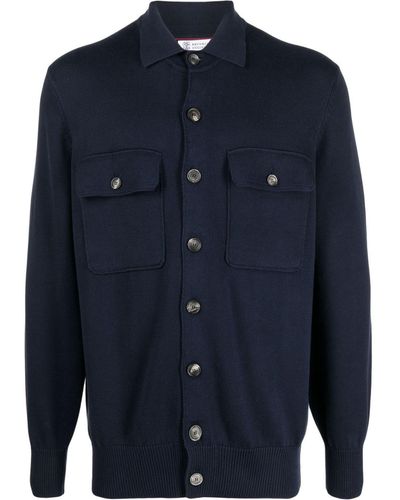 Brunello Cucinelli Button-up Fitted Overshirt - Blue
