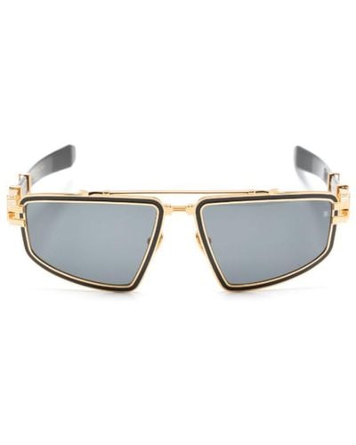BALMAIN EYEWEAR Titan Pilot-frame Sunglasses - Unisex - Plastic - Grey