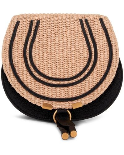 Chloé Small Marcie Leather-piping Crossbody Bag - Natural