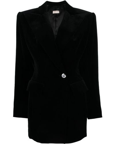 Alexandre Vauthier Velvet Blazer Mini Dress - Women's - Cotton/cupro - Black
