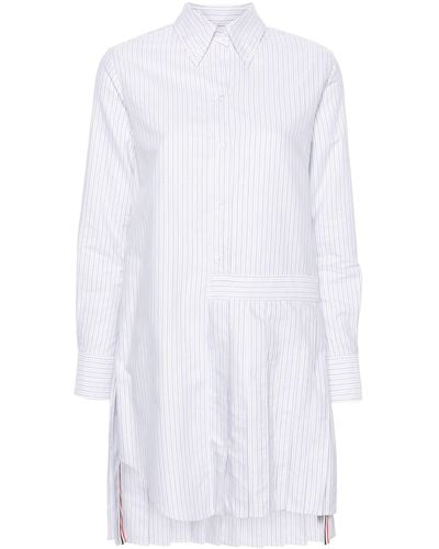 Thom Browne White Striped Cotton Shirtdress
