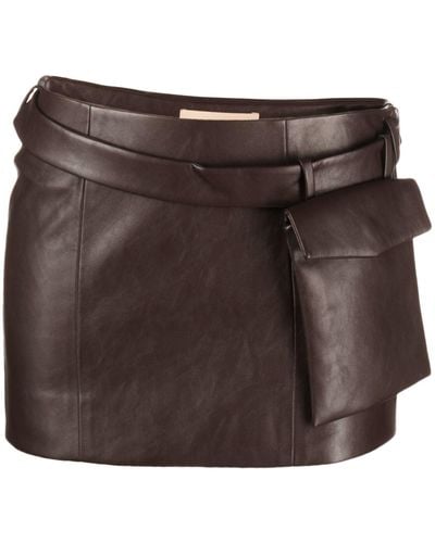 AYA MUSE Red Osyne Faux-leather Mini Skirt - Brown