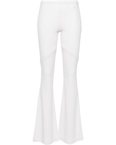 Courreges Logo-appliquéd Bootcut Trousers - Women's - Elastane/viscose - White