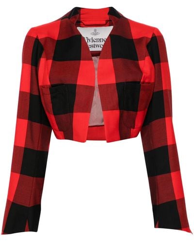 Vivienne Westwood Cj Checked Wool Cropped Jacket - Red