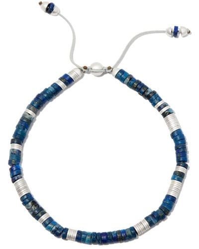 M. Cohen Sterling Lazulio Lapis Beaded Bracelet - Unisex - Sterling /fabric - Blue
