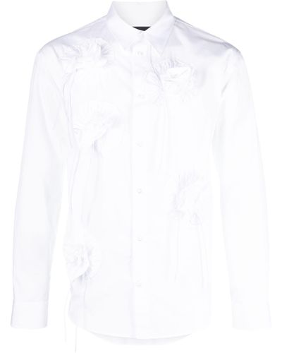 Simone Rocha Floral Appliqué Cotton Shirt - Men's - Polyester/cotton - White