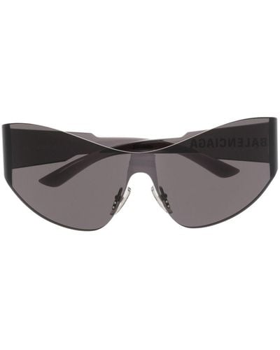 Balenciaga Shield-transparent-frame Sunglasses - Gray