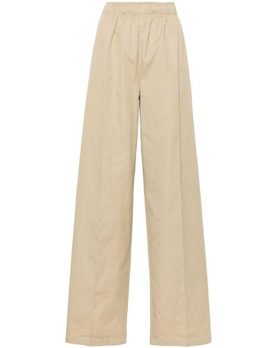 Prada Wide-Leg Cotton Pants - Natural